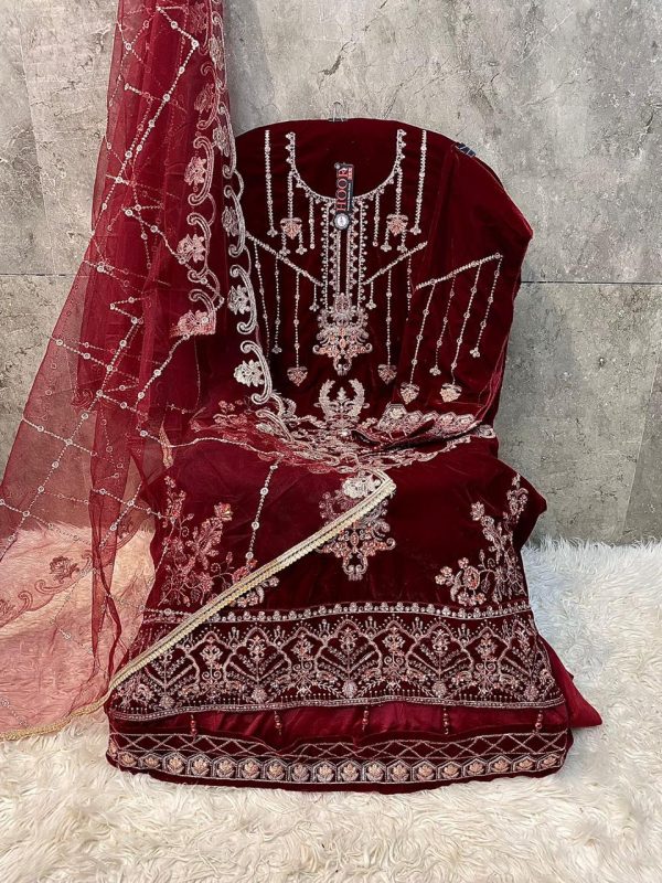 HOOR TEX H 354 A B C VELVET PAKISTANI SUITS ONLINE