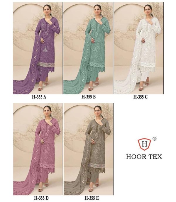 HOOR TEX H 355 A B C D E PAKISTANI SUITS WHOLESALE