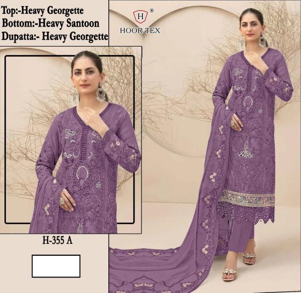 HOOR TEX H 355 A B C D E PAKISTANI SUITS WHOLESALE