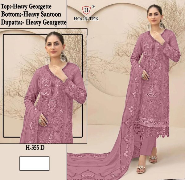 HOOR TEX H 355 A B C D E PAKISTANI SUITS WHOLESALE