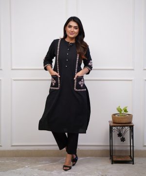 MF BLACK RAYON POCKET KURTA WHOLESALE ONLINE