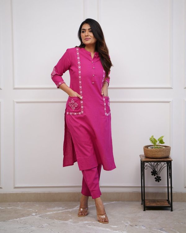 MF PINK RAYON POCKET KURTA WHOLESALE ONLINE