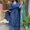 MURTI TRENDS BLUE COTTON EMBROIDERY WORK KURTI