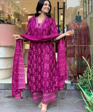 MURTI TRENDS PINK COTTON EMBROIDERY WORK KURTI