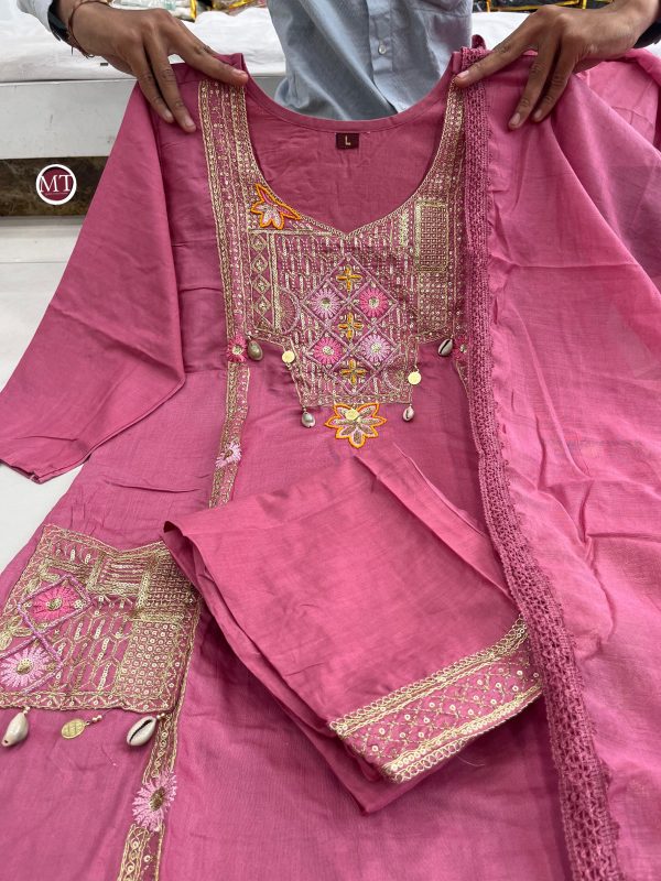 MURTI TRENDS PINK POCKET HAND WORK KURTI