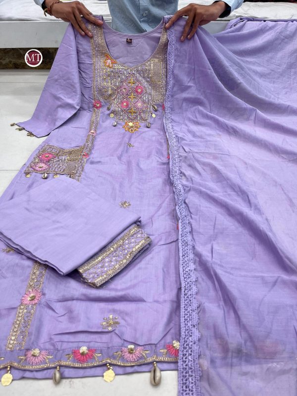 MURTI TRENDS PURPLE POCKET HAND WORK KURTI