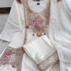 MURTI TRENDS WHITE POCKET HAND WORK KURTI