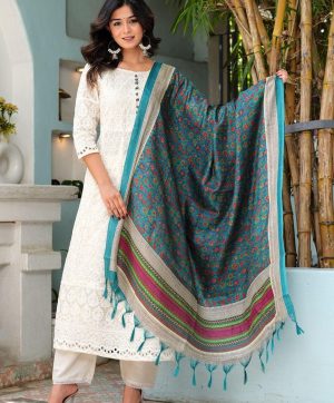 NEW CHIKANKARI DESIGN SUITS IN COLOR DUPATTA