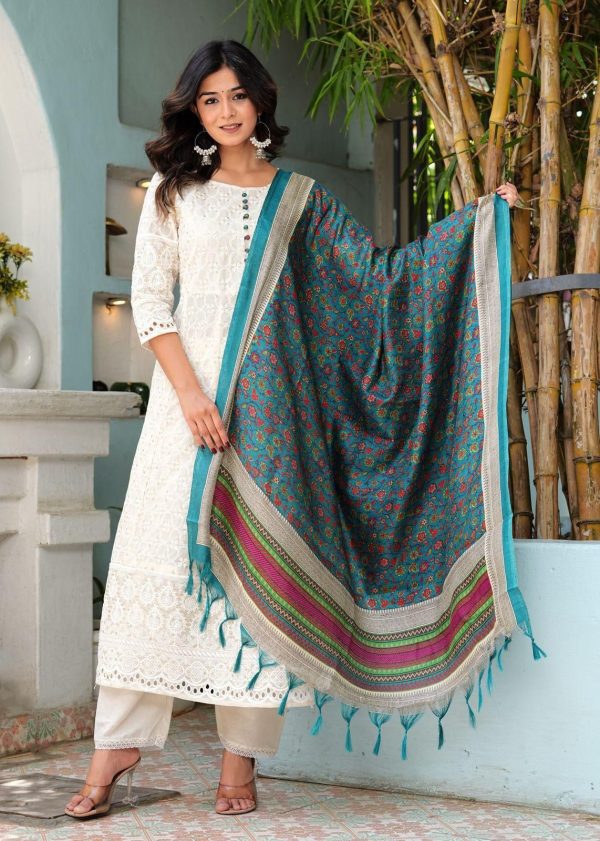 NEW CHIKANKARI DESIGN SUITS IN COLOR DUPATTA