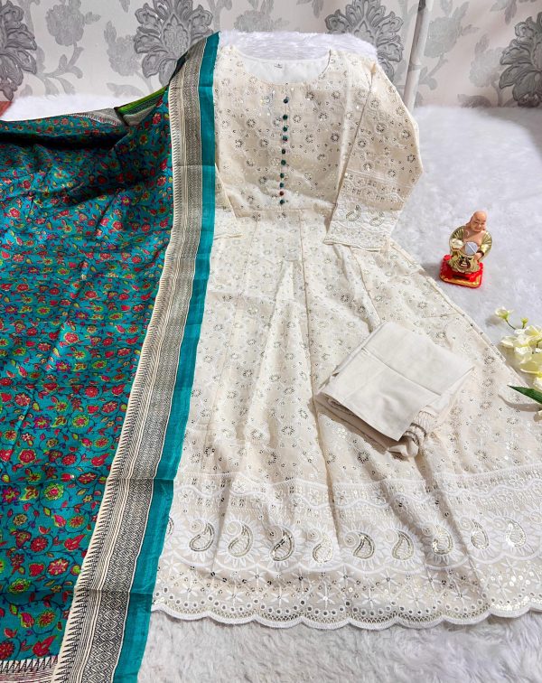 NEW CHIKANKARI DESIGN SUITS IN COLOR DUPATTA