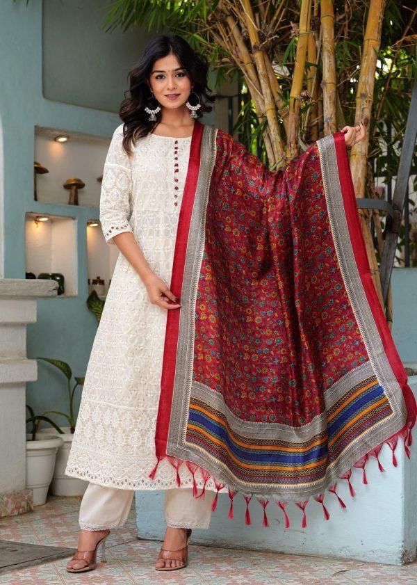 NEW CHIKANKARI DESIGN SUITS IN COLOR DUPATTA