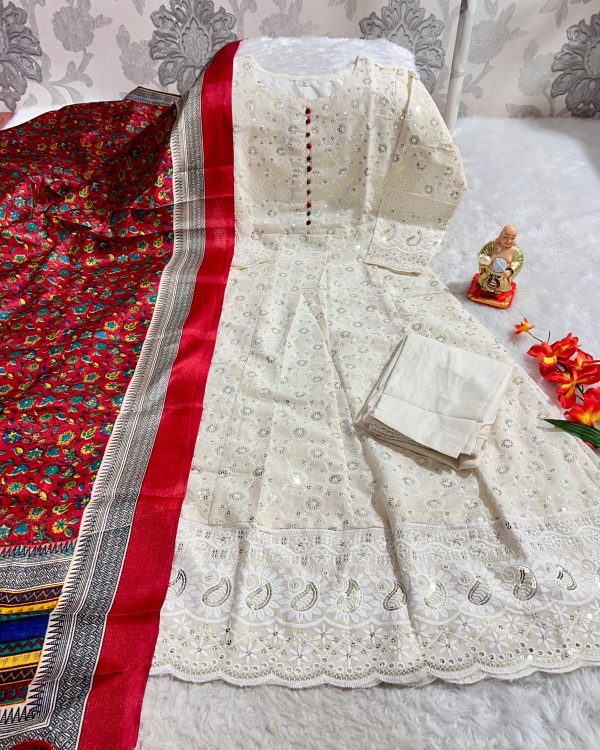 NEW CHIKANKARI DESIGN SUITS IN COLOR DUPATTA