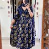 READYMADE BLUE ANARKALI KURTA SET WITH ANGRAKHA STYLE