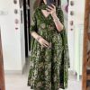 READYMADE GREEN ANARKALI KURTA SET WITH ANGRAKHA STYLE