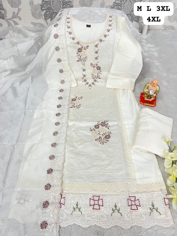 READYMADE MUSLIN WHITE KURTI AND LACE WORK DUPATTA