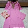 READYMADE PINK COTTON LINING WORK KURTI