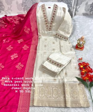 READYMADE PURE BANARASI WORK KURTI ONLINE