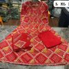 READYMADE RED COTTON CRAFTED SUITS WHOLESALE