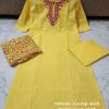 READYMADE YELLOW COTTON LINING WORK KURTI