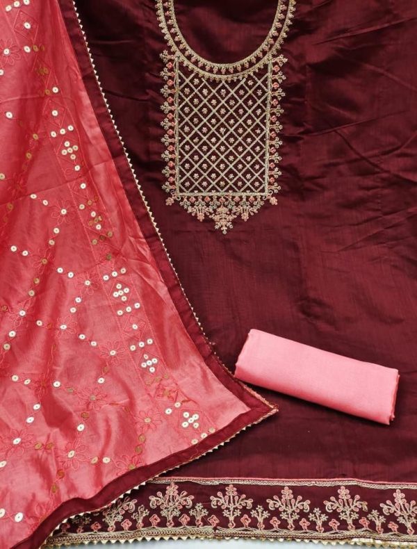 RN SILK MILL CHANDERI NECK EMBROIDERY MATERIALS