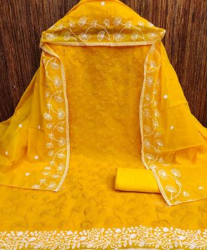 RN SILK MILL HEAVY CHANDERI EMBROIDERY DRESS MATERIALS