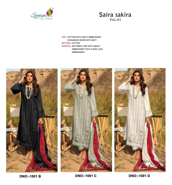 SANIYA TRENDZ 1001 B C D SAIRA SAKIRA VOL 1 SALWAR SUITS