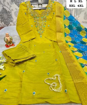 WEDDING SEASON YELLOW HAND WORK KURTI COLLECTION