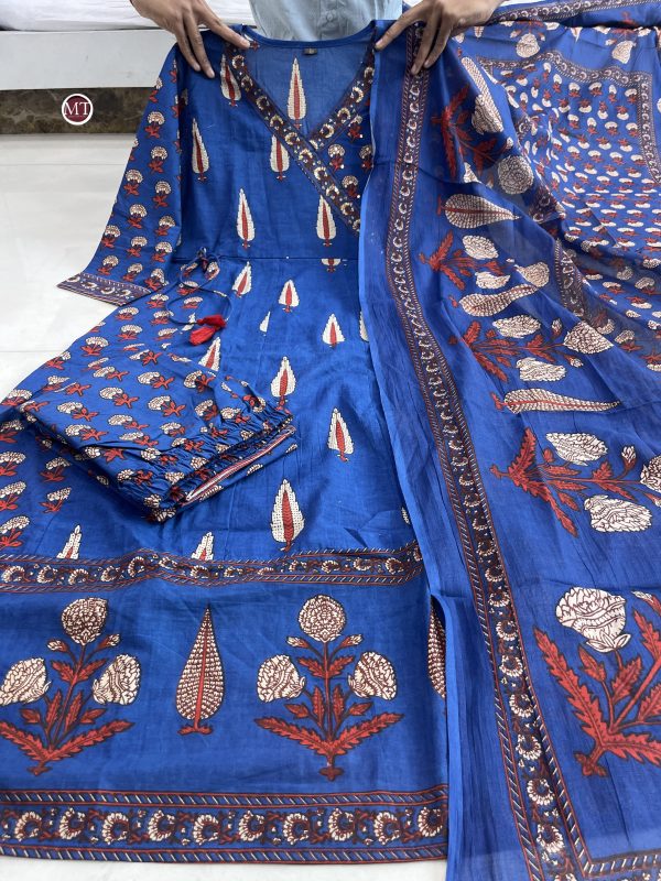 MURTI TRENDS BLUE COTTON ANGRAKHA SUITS SET