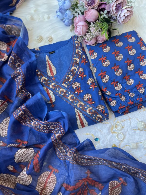 MURTI TRENDS BLUE COTTON ANGRAKHA SUITS SET