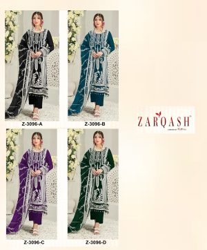 ZARQASH Z 3096 A B C D PAKISTANI SUITS WHOLESALE