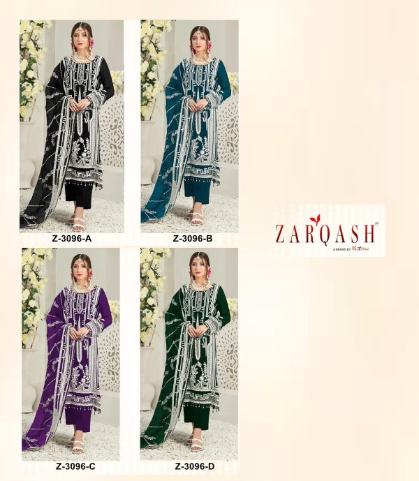 ZARQASH Z 3096 A B C D PAKISTANI SUITS WHOLESALE