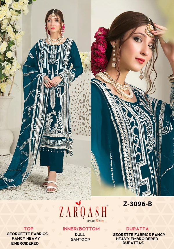 ZARQASH Z 3096 A B C D PAKISTANI SUITS WHOLESALE