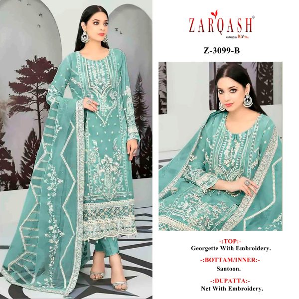 ZARQASH Z 3099 A B C PAKISTANI SALWAR KAMEEZ