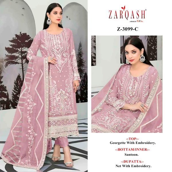 ZARQASH Z 3099 A B C PAKISTANI SALWAR KAMEEZ