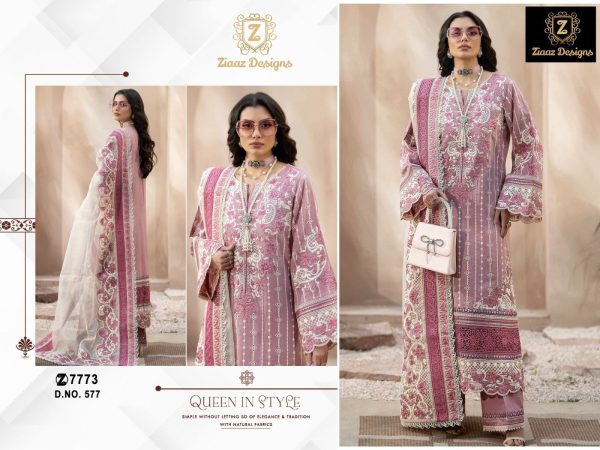 ZIAAZ DESIGNS 577 COTTON EMBROIDERED SALWAR SUITS