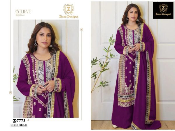 ZIAAZ DESIGNS 668 C VELVET SALWAR KAMEEZ SUITS