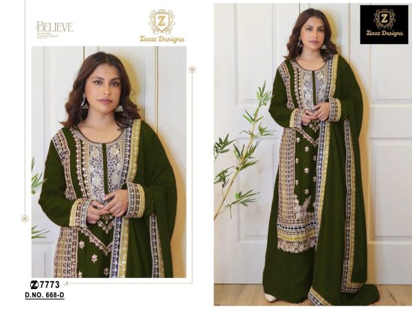 ZIAAZ DESIGNS 668 D VELVET SALWAR KAMEEZ SUITS