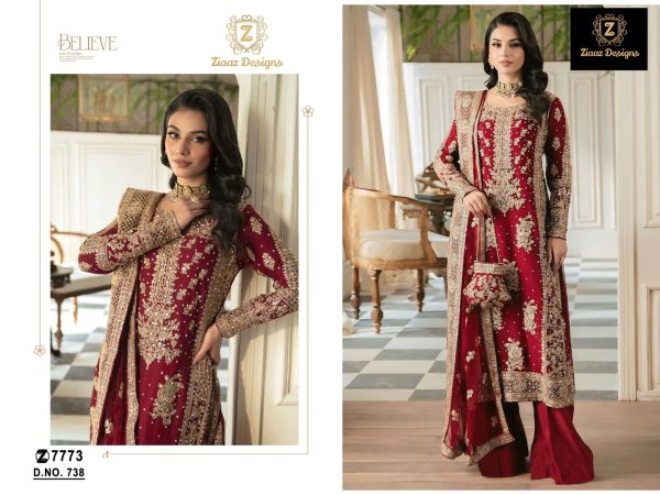 ZIAAZ DESIGNS 738 PAKISTANI SUITS WHOLESALE