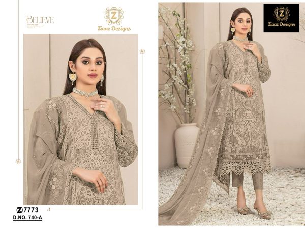 ZIAAZ DESIGNS 740 A B C D ORGANZA SUITS WHOLESALE