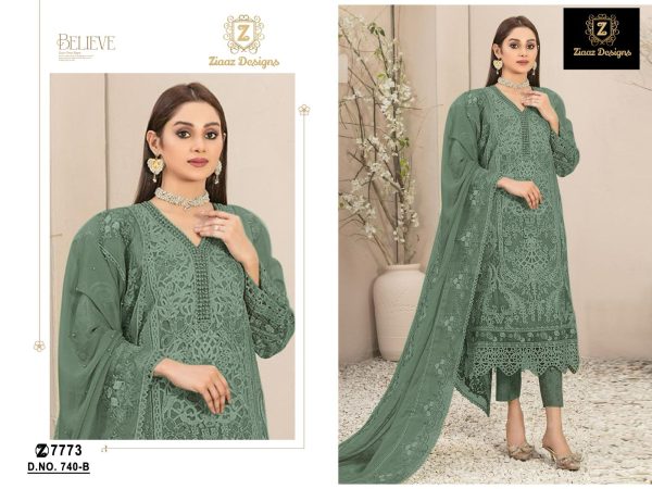 ZIAAZ DESIGNS 740 A B C D ORGANZA SUITS WHOLESALE