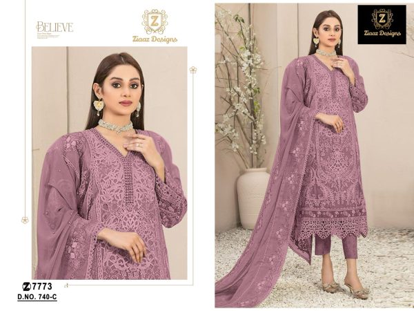 ZIAAZ DESIGNS 740 A B C D ORGANZA SUITS WHOLESALE