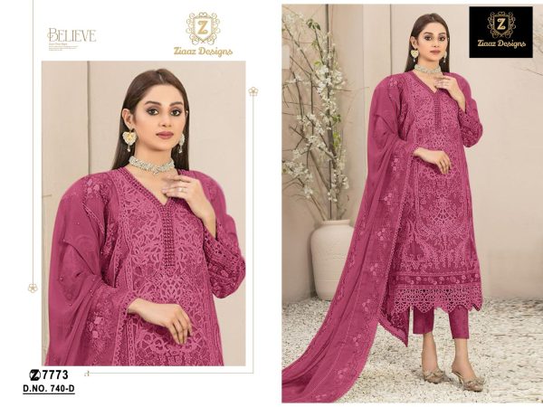 ZIAAZ DESIGNS 740 A B C D ORGANZA SUITS WHOLESALE