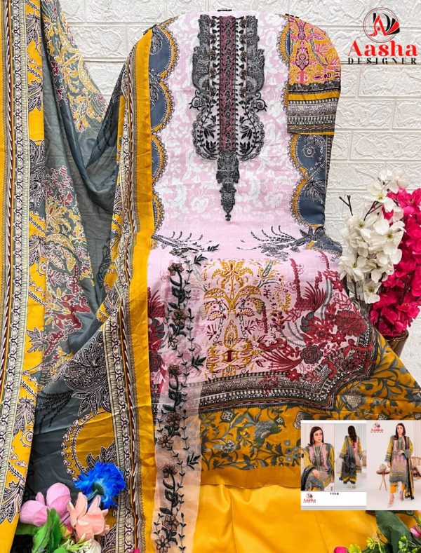 AASHA DESIGNER 1113 B COTTON PAKISTANI SUITS