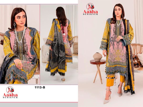 AASHA DESIGNER 1113 B COTTON PAKISTANI SUITS