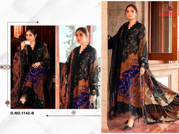 AASHA DESIGNER 1142 B COTTON PAKISTANI SUITS