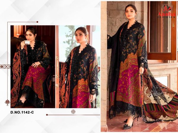 AASHA DESIGNER 1142 C COTTON PAKISTANI SUITS