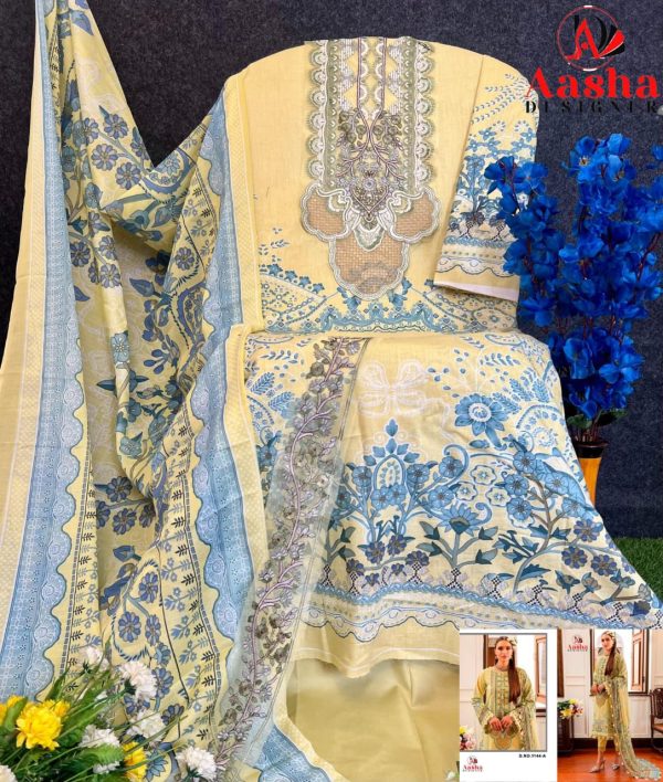 AASHA DESIGNER 1144 A PAKISTANI COTTON SUITS