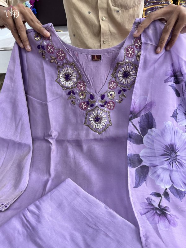 AKSHAR DESIGNER PURPLE KHATLI HAND WORK KURTI