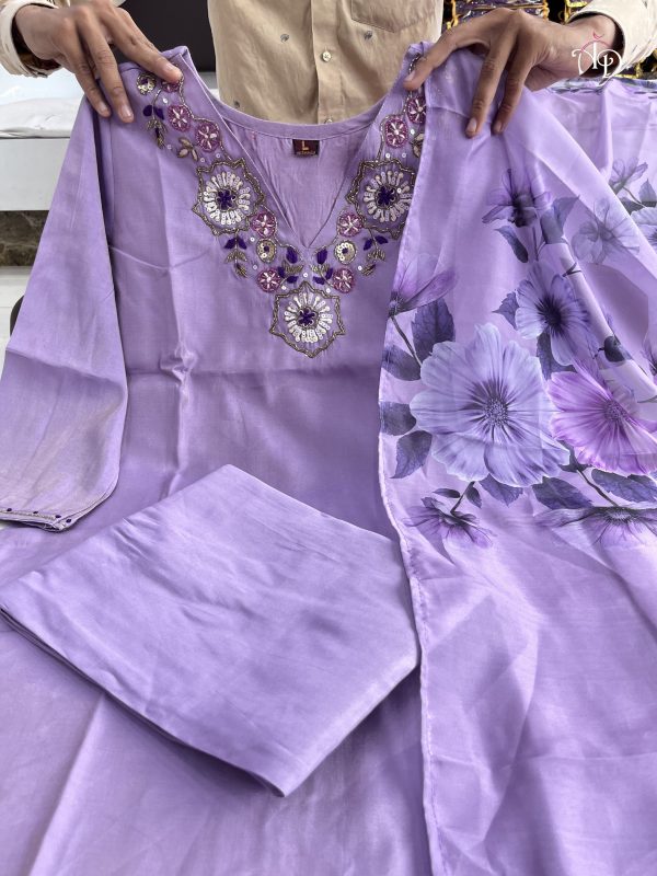 AKSHAR DESIGNER PURPLE KHATLI HAND WORK KURTI