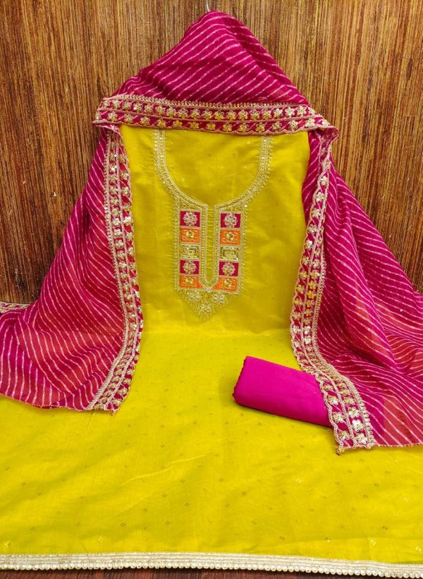 F 13 STUDIO CHANDERI BOOTI SUITS MATERIALS